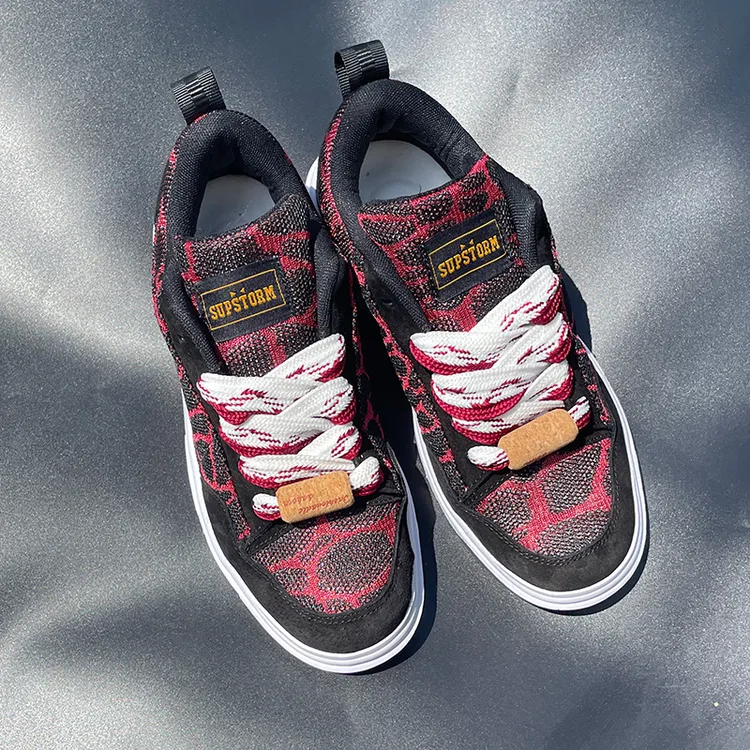 新款嘻哈风板鞋黑色豹纹秋季休闲运动鞋帆布鞋低帮学生韩版情侣鞋