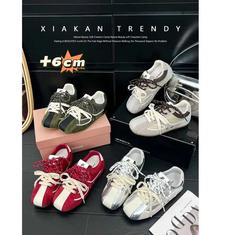 XIAKAN 自留版内增高6cm德训鞋女2025年新款百搭运动休闲鞋阿甘鞋