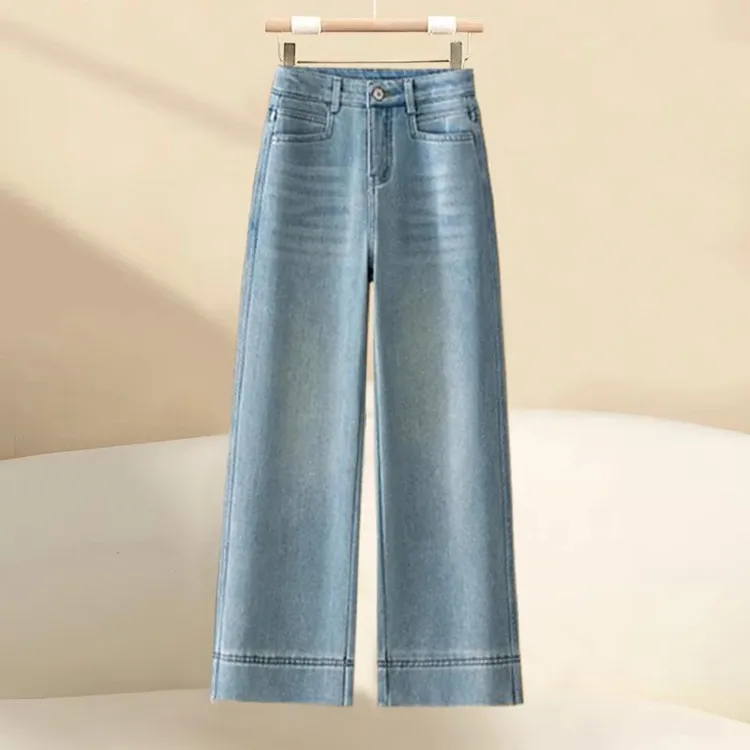 阔腿牛仔裤女2025新款夏季薄款高腰窄版时尚气质宽松显瘦九分裤子