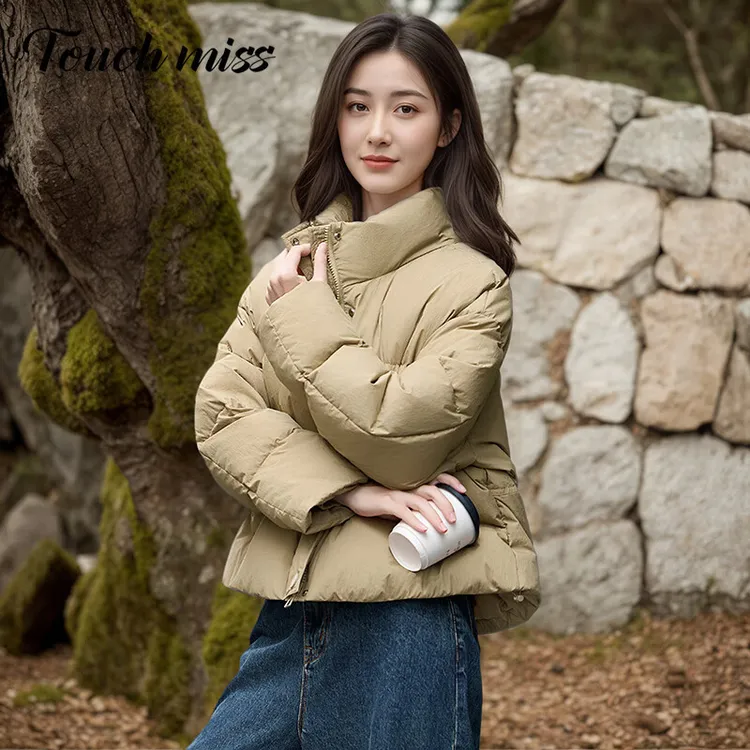 Touch Miss短款面包羽绒服女冬季洋气小个子加厚保暖白鸭绒外套