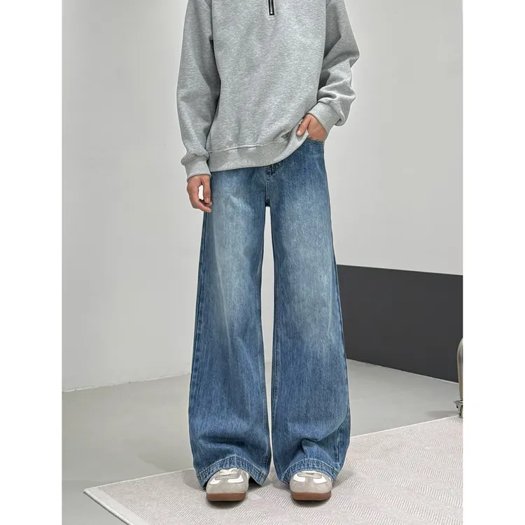 必入【深海蓝直筒】不挑身材显高显瘦重磅竹节百搭牛仔裤