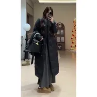 【清清】舒胡蕾 大被子 90白鸭绒黑长款羽绒服时尚简约宽松冬季女款