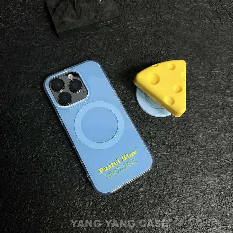 简约ins风淡蓝色磁吸适用苹果iphone161514promax可爱情侣手机壳