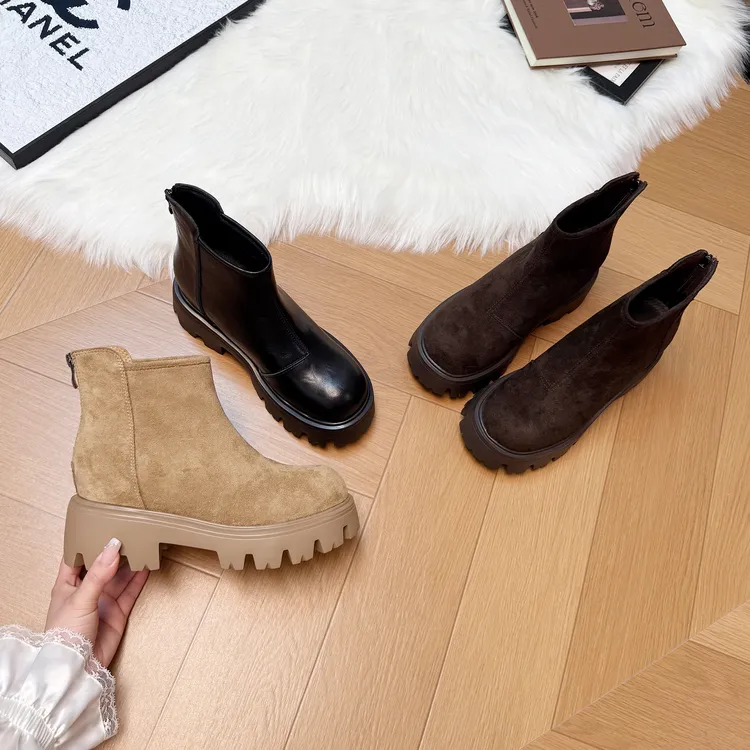 内增高9cm复古粗跟英伦风短靴2025秋冬新款时尚靴子小个子瘦瘦靴
