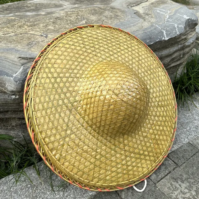斗笠竹编防雨手工农用遮阳防晒隔热帽钓鱼采茶帽广西老式精编斗笠