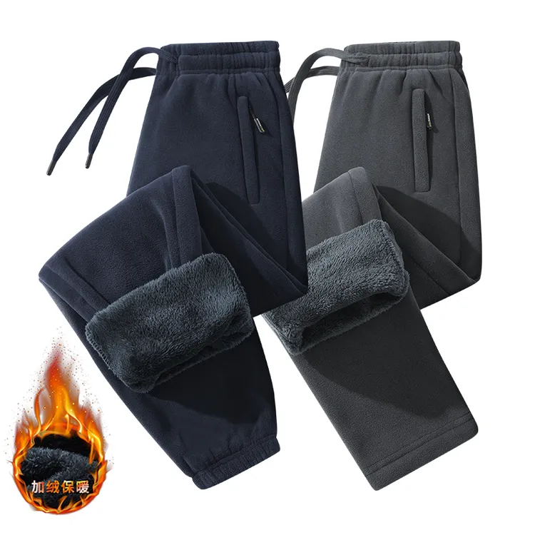 冬季奥粒绒男女加绒加厚双面绒保暖卫裤运动休闲长裤束脚直筒裤子
