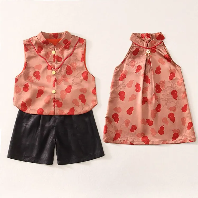 2025儿童夏装套装2025新款时髦新中式兄妹姐弟装宝宝福禄夏季唐装