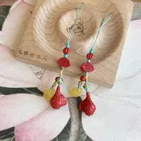 含辰砂工艺品【元福禄】天然朱砂海螺手机挂  