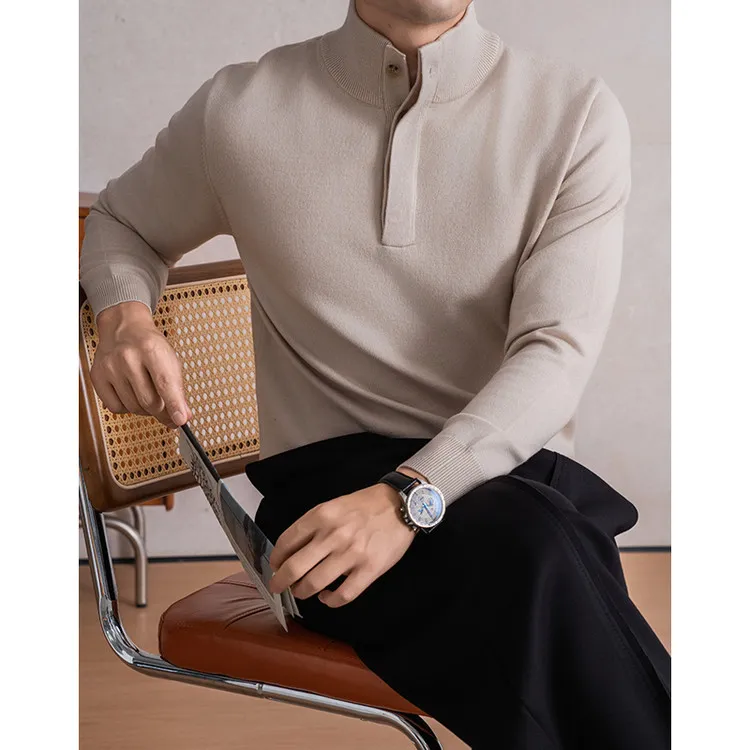 JingyuClothing老钱针织立领羊毛长袖