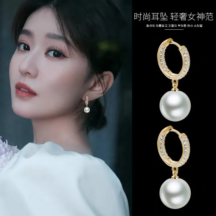 925银耳饰 纯银贝珠耳环耳扣女耳坠网红新款气质百搭养耳洞耳饰品