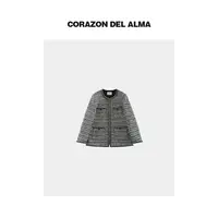 【雨燕】高端羊毛艺术粗花呢手工织带廓形显瘦小香风外套-FW1304