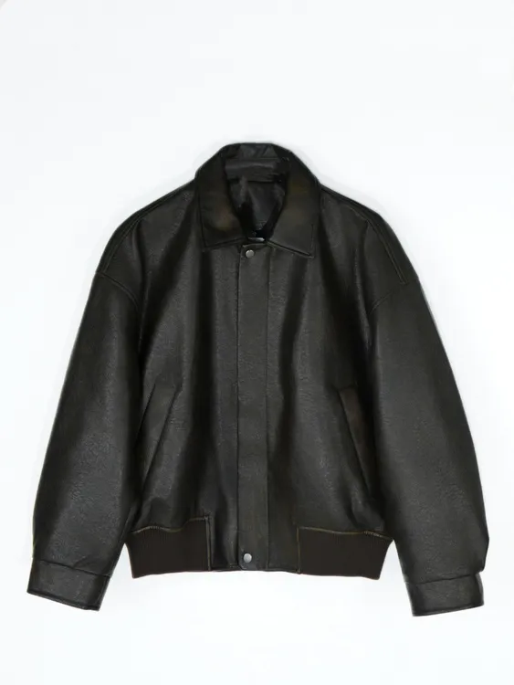 VANYOR V复古做旧机车皮衣皮夹克冬季极简风休闲翻领韩-Y2526625