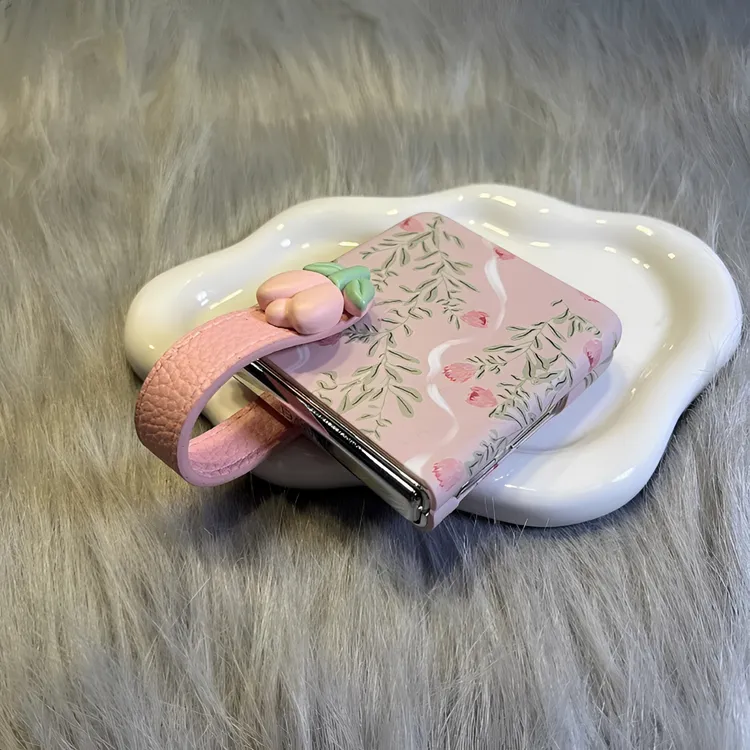 适用荣耀MagicVFlip2手机壳折叠屏粉玫瑰藤条腕带春款肤感保护套