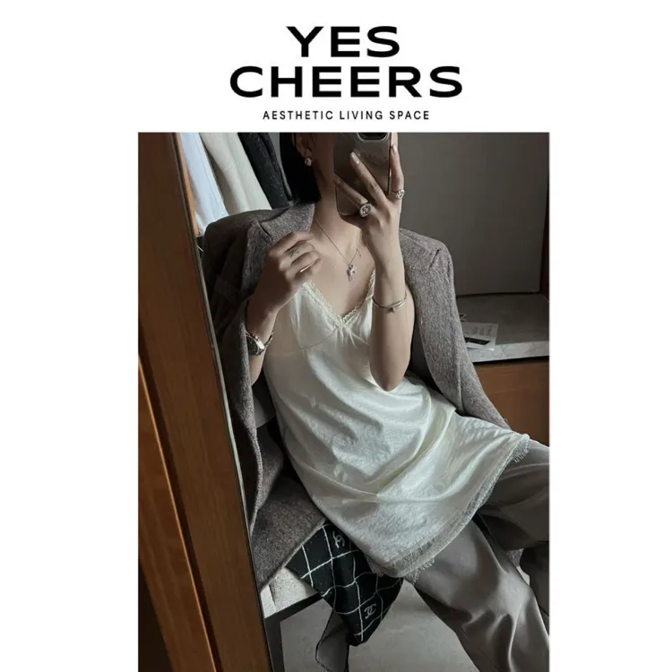 悦是YESCHEERS【财阀蕾丝吊带】泡菜蕾丝吊带裙 9256