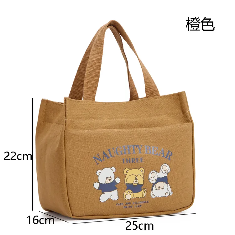 爆款加厚帆布手提包文艺印花手拎袋大容量妈咪包上班便携包女包