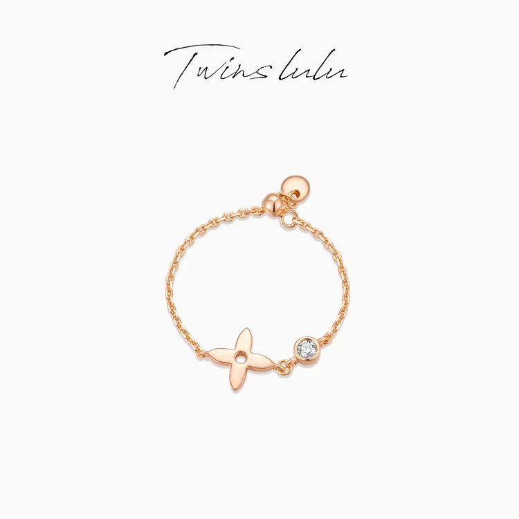 TWINS LULU 流光风 女款小众精致2026新款推拉四叶戒指TSS7945
