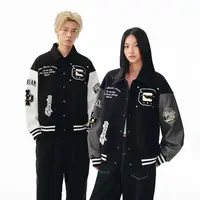 BIPOLARB字校园翻领美式复古百搭情侣休闲潮流棒球夹克 19K091
