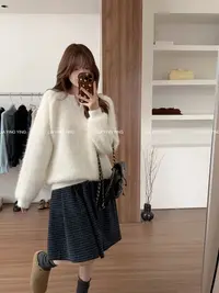 【融融暖意】隔着屏蔽温柔爆炸！ootd秋冬氛围感仿貂毛茸茸白色毛衣