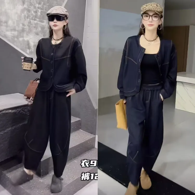 显瘦早秋休闲风时尚秋季百搭宽松时尚套装【1287.9512】