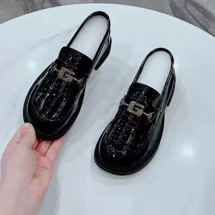 黑色温州英伦风真皮女鞋小皮鞋乐福鞋圆头女士休闲秋季时尚四季