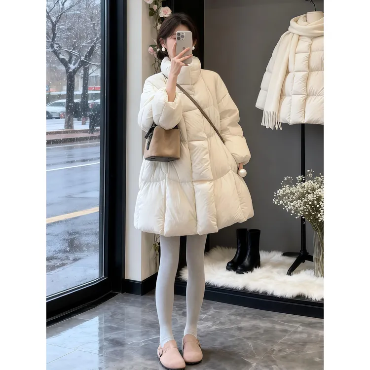 时尚云朵泡芙立领棉服女2025冬季新款韩版宽松保暖加厚小个子外套