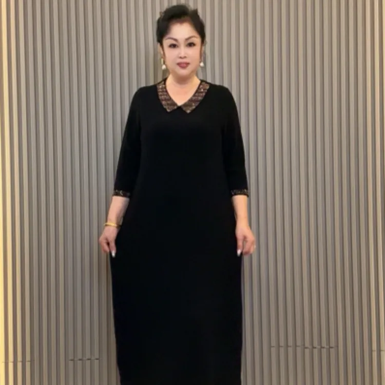 南韩大码女装连衣裙秋款醋酸提花面料