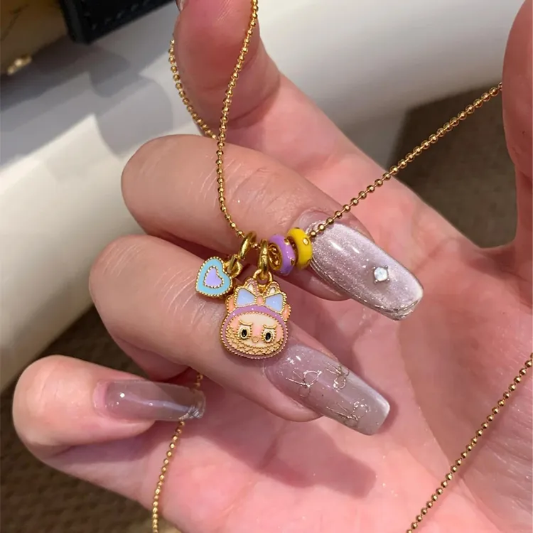 铜合金项链 可爱多巴胺彩色拉布布项链女小众高级感锁骨链夏颈链 