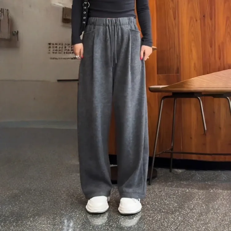 加厚慵懒风弯刀裤秋冬的2025新款垂感高腰显瘦软糯休闲裤子