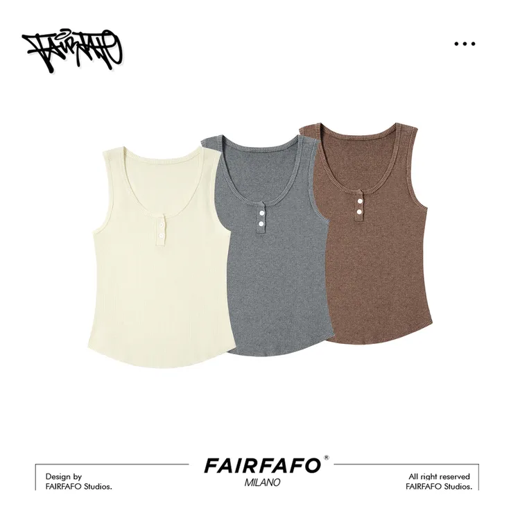 【U领排扣针织背心】XSBX58226