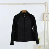 针织拼接短款立领内胆外套
