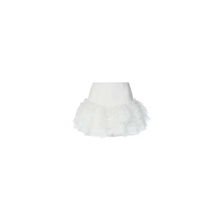 LeFame/拉飞姆Lefame24春层叠荷叶边装饰珠片半裙LF24C51SS079