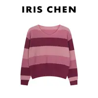 IRIS CHEN 热气球 2025秋冬“绵羊毛”经典条纹复古针织衫25SY871