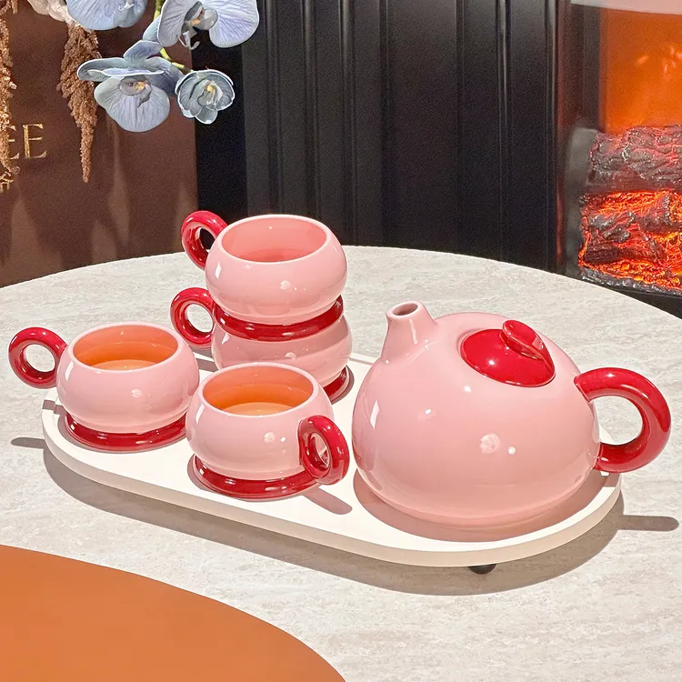 高颜值水壶杯子套装家用待客陶瓷茶杯茶具礼盒装乔迁新婚高档礼品