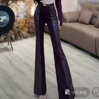【YING FASHION】莹老板-时尚气质百搭显瘦拼皮阔腿裤 8020908 686