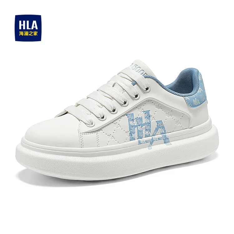 HLA/海澜之家2025新款秋季字母印花男鞋百搭舒适小白鞋男士休闲鞋