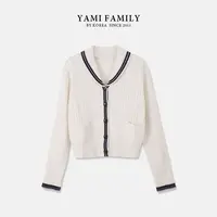 【瑞士卷】YM-ZZS-2414 长袖针织衫百搭设计师秋冬撞色秋季翻领