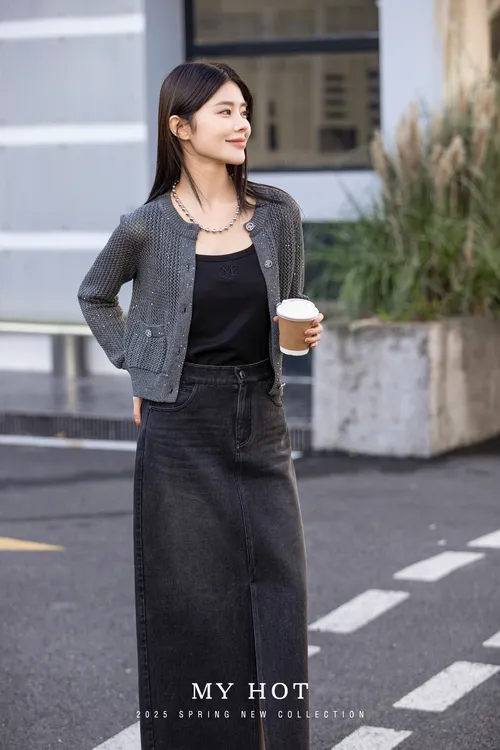 H731314532毛针织衫春季千金风女短款上衣夏季百搭针织开衫