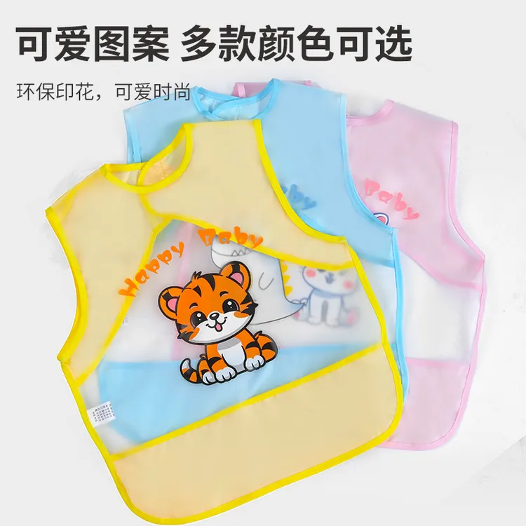 儿童卡通罩衣动漫无袖罩衣反穿衣免洗防水围裙宝宝款吃饭耐脏围兜