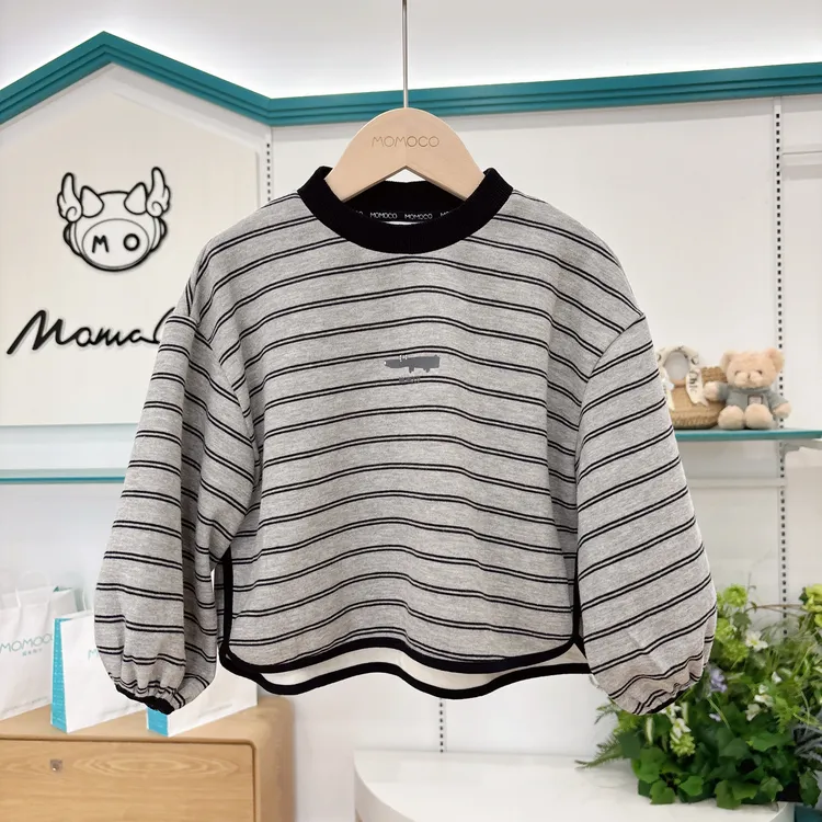 MOMOCO玛米玛卡春秋圆领韩系条纹卫衣77330232039