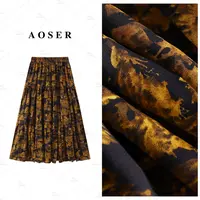 AOSER松紧腰时尚百搭印花常规复古花卉高腰女装半身长裙2752