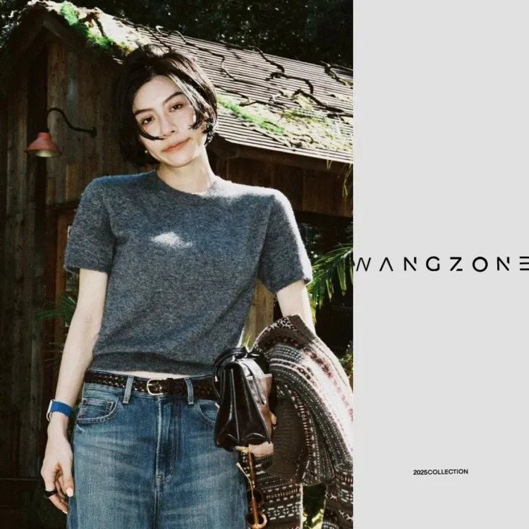 WANG ZONE | 云朵感丝羊绒时尚圆领毛衣上衣短袖/开衫