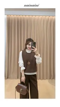 奈奈妮【咖啡糖】时尚马甲女2025小个子秋季针织百搭5155