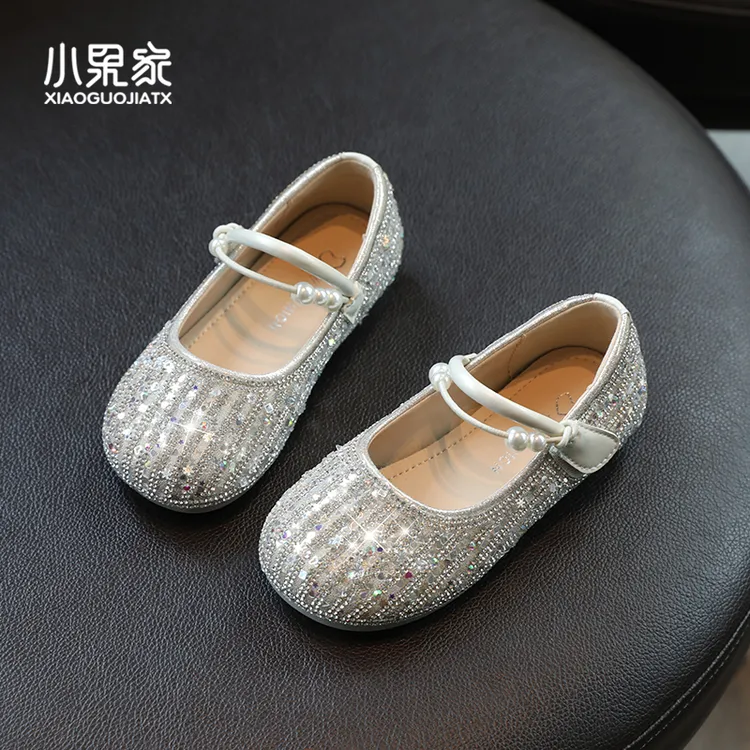公主鞋女童皮鞋儿童水晶鞋女演出配礼服水钻鞋子春秋款单鞋小女孩