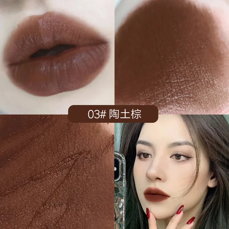 深棕色复古巧克力色哑光唇釉美式风深色易上色秋冬显白百搭口红7