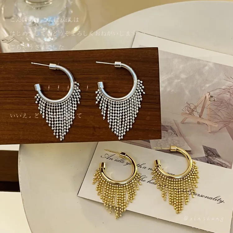 铜合金耳饰 【起风了】轻奢时尚流苏耳环长款设计款小众耳饰