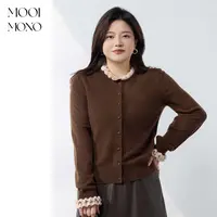 MOOI MONO"松栗奶芙"显瘦气质百搭木耳边长袖开衫针织衫  Z120H53