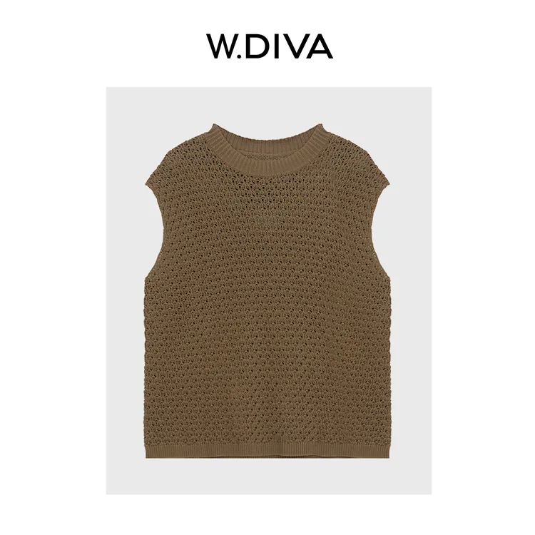 W.Diva【千世】显瘦时尚多股丝光烧毛棉品质休闲针织背心52T252004