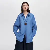 初棉DRDB高支纯棉长袖衬衫落肩宽松显瘦叠穿衬衣367604003