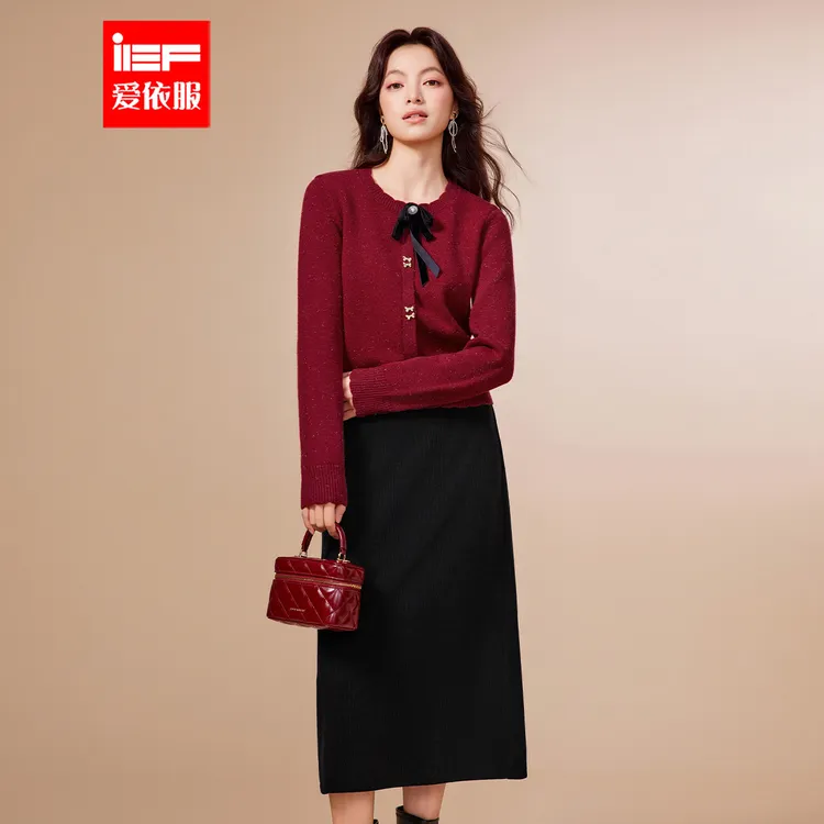 IEF/爱依服2025新款秋冬灯芯绒法式高级氛围感毛织上下套装