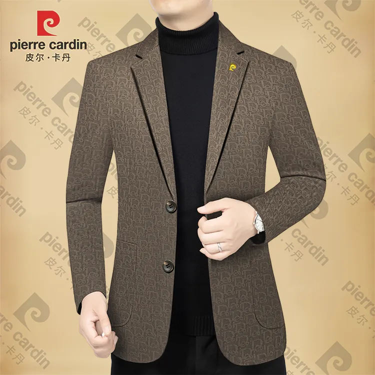 皮尔卡丹男士新款高档商务休闲西服春秋季西装领外套上衣时尚潮流